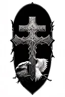 cross and eagle tattoo design idea