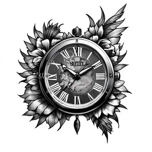 timepiece for deceased dad tattoo design idea