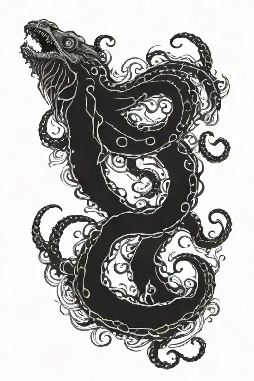 kraken sea monster tattoo design idea