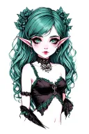 goth girl elf tattoo design idea