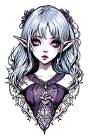 goth girl elf tattoo design idea