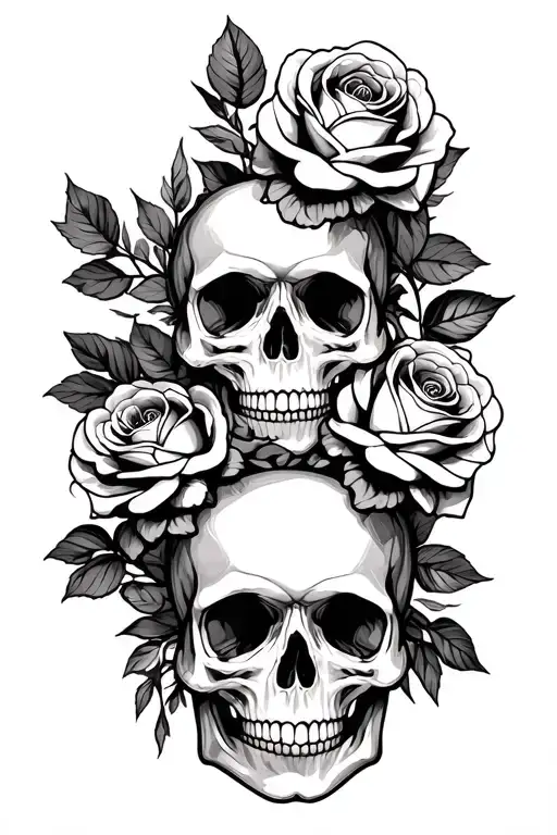 Roses, skulls tattoo design idea
