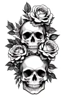 Roses, skulls tattoo design idea