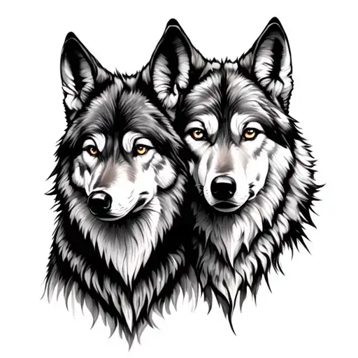 Male And Female Wolf tattoo design idea