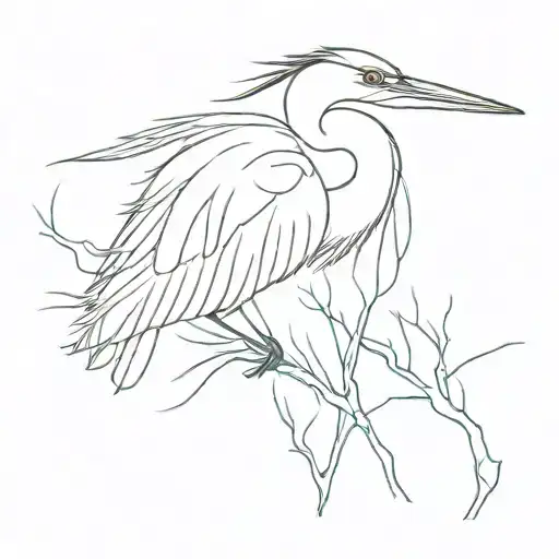 blue heron silhouette tattoo design idea