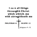 "I can do all things through Christ which strengtheneth me" "philippians 4:13" with a pointy cross tattoo design idea