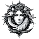 Libra with aquarius and pisces zodiac sign tattoo design idea