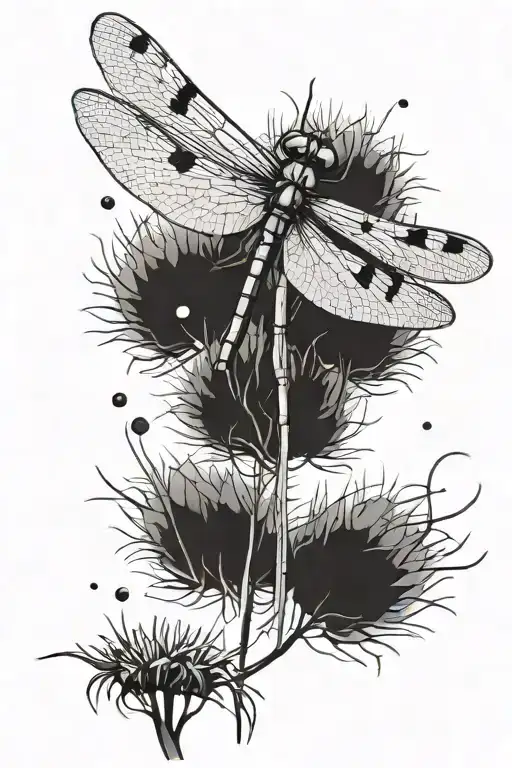 Dragonfly And Dandelion tattoo design idea