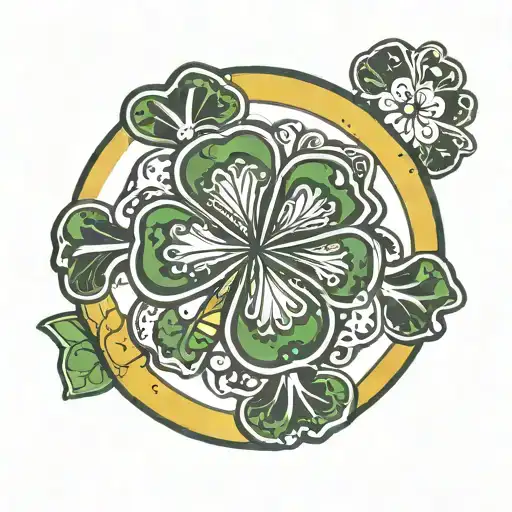 poker chip with a 4-leaf clover in the center, one petal of which is detached tattoo design idea