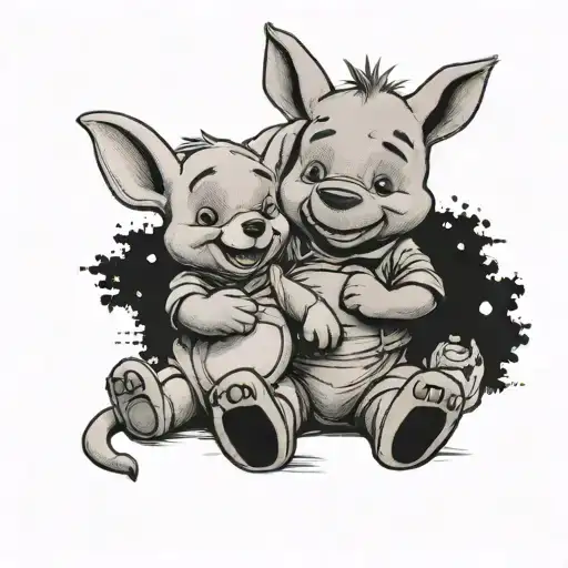 roo from winnie pooh with teddy bear holding tattoo design idea