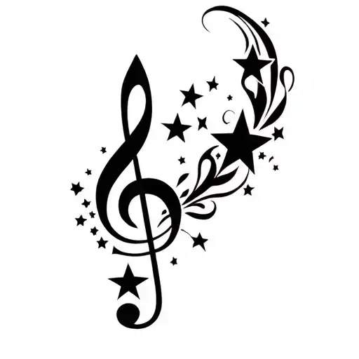 treble clef with stars tattoo design idea