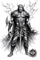 thor god with lighting storm tattoo design idea