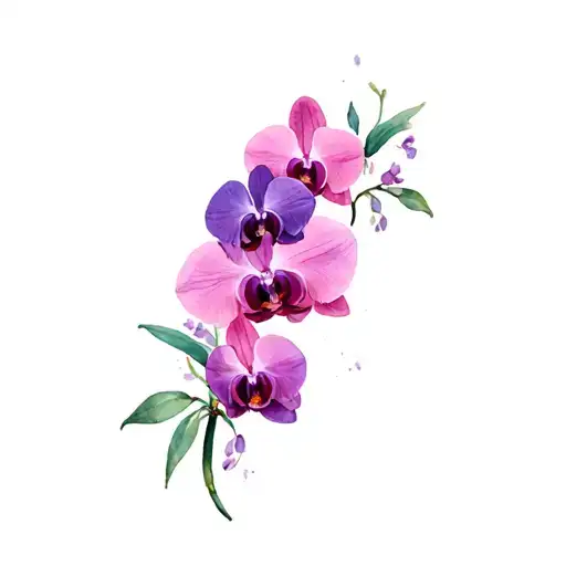 purple and pink orchids tattoo design idea