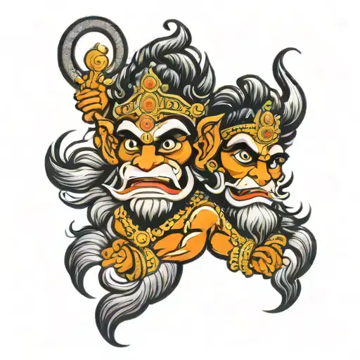 Hanuman and Narasimha face with naamam tattoo design idea