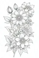 Chrysanthemum, Aster, Snowdrop, and Hellebore simple - no leaves tattoo design idea