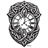 Celtic trinity knot clock face tattoo design idea
