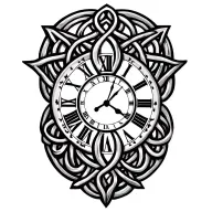 Celtic trinity knot clock face tattoo design idea