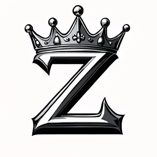 letter z , kings crown , hip hop infulence tattoo design idea