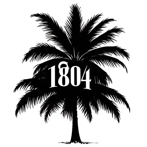 numbers 1804 with palm tree growing  tattoo design idea
