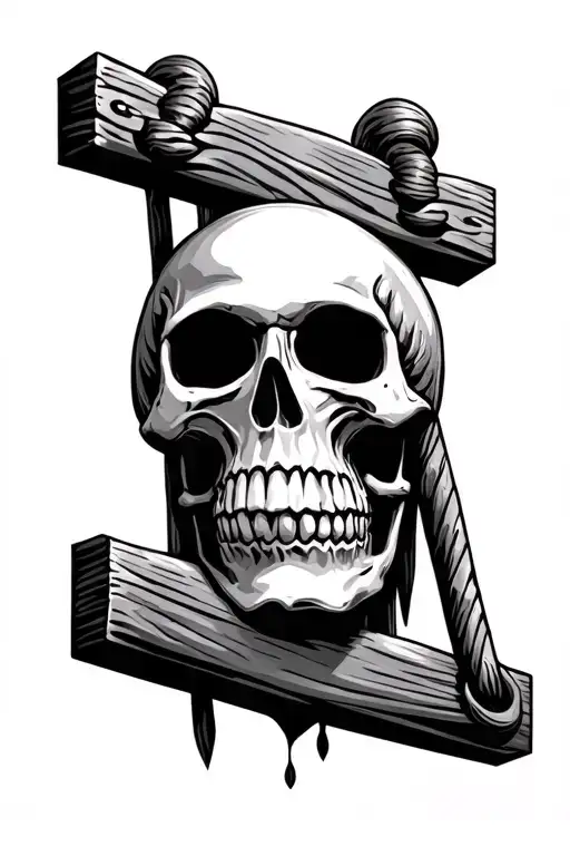 skull on the gallows tattoo design idea