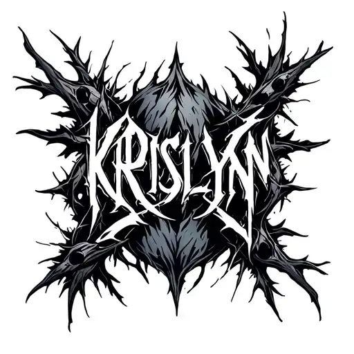 "KRISLYN" cyber sigilism style design with thorns tattoo design idea