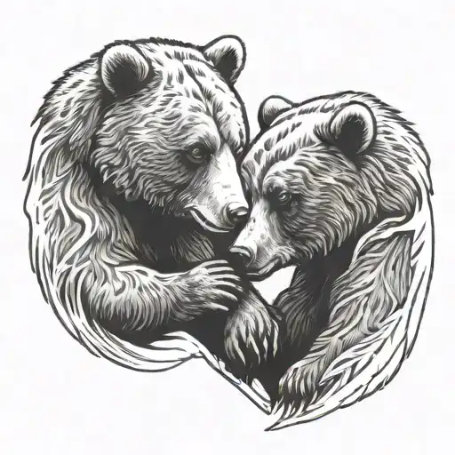2 bears facing each other forming a heart  tattoo design idea