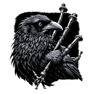  crow muscular with mans face bagpiper playing black bagpipes baldblack beard tattoo design idea