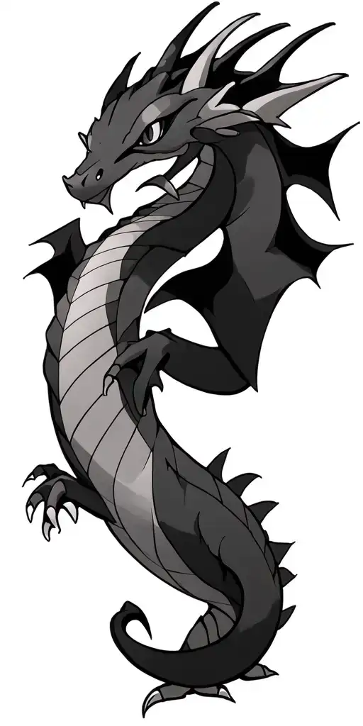 sleeve tattoo. symbols of competence and calm. includes a Dragonite pokemon subtly  tattoo design idea