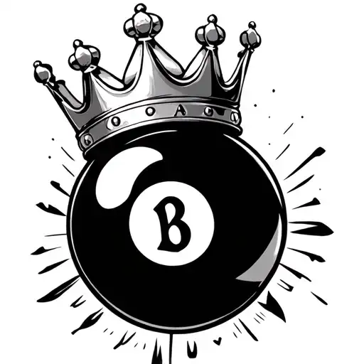 "LOVERANDY" "LOVERANDY" crown eight ball merging together tattoo design idea