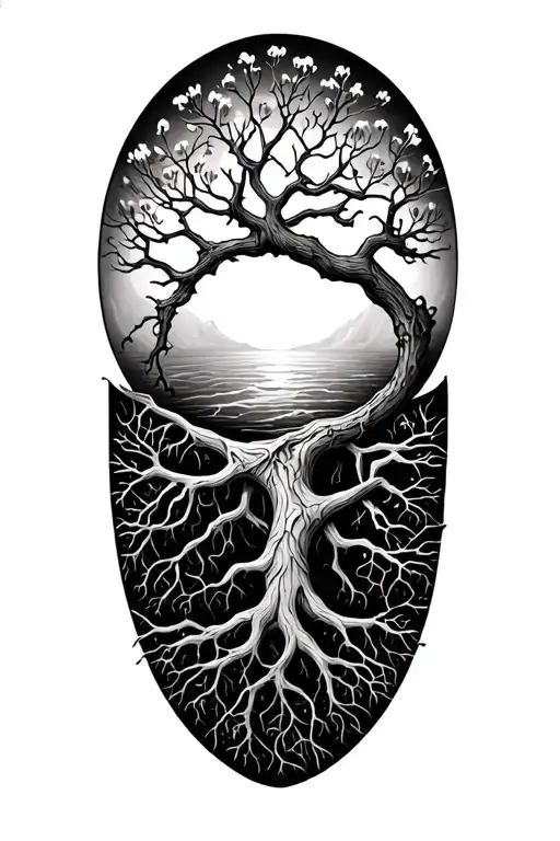 Slaves tree of life with roots tattoo design idea