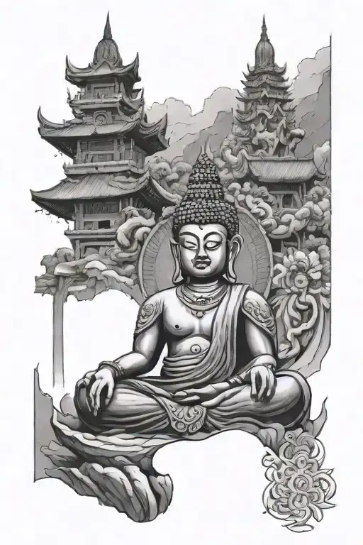 laos buddhism tattoo design idea
