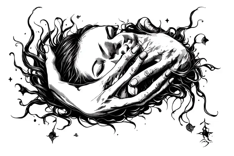 lost soul leaving childhood trauma caused tattoo design idea