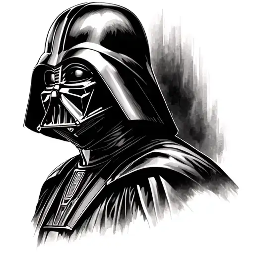 Darth vader with half mask tattoo design idea