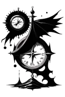 compass and sand clock clock clockwise tattoo design idea