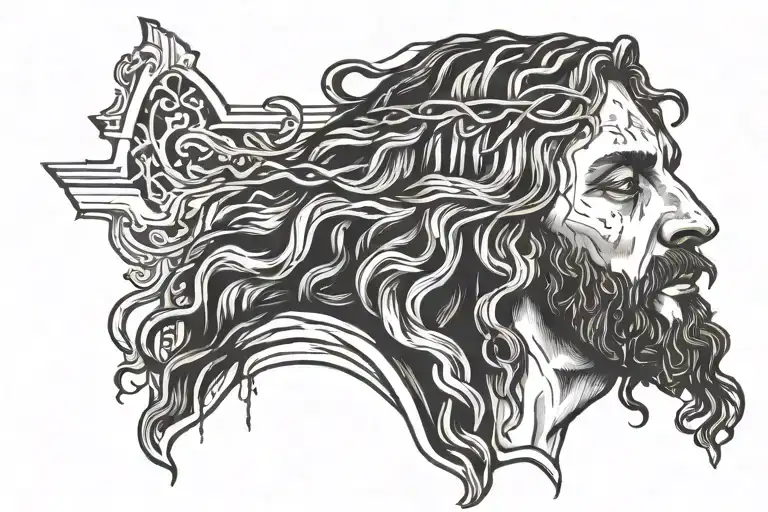 jesus crying tattoo design idea