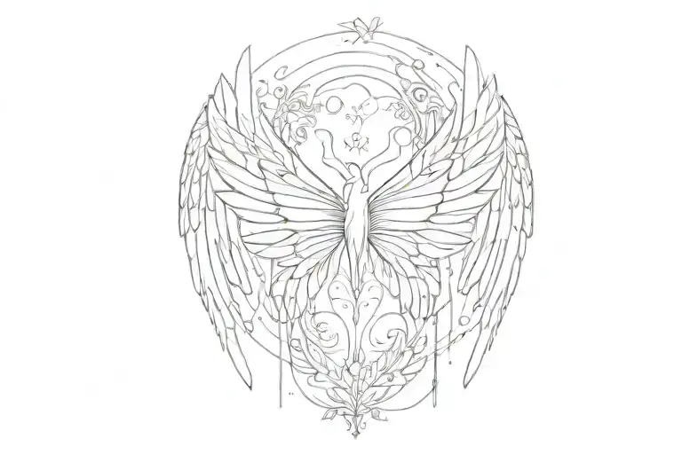wings minimalist between butterfly and angel not back tattoo design idea