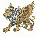 Celtic lion with fly wings  tattoo design idea