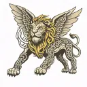 Celtic lion with fly wings  tattoo design idea