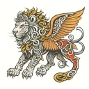 Celtic lion with fly wings  tattoo design idea