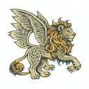 Celtic lion with fly wings  tattoo design idea