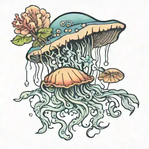 jelly fish on ribs and coral going down my shoulder with a sting ray swimming down the the jelly fish  tattoo design idea