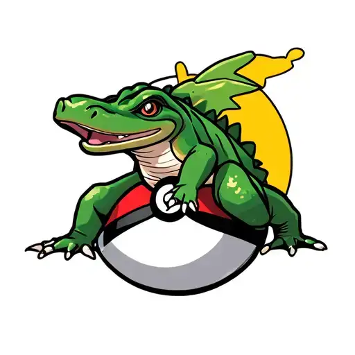 totadile coming out of a pokeball tattoo tattoo design idea