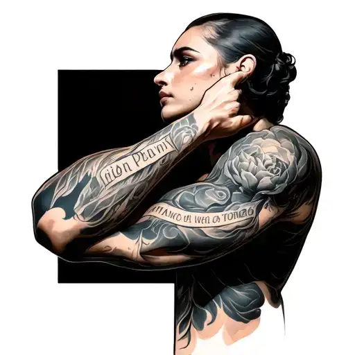 A striking and deeply personal wrap-around bicep tattoo encircles the upper arm like a hidden message of devotion. At th tattoo design idea