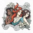 virgo, primrose, aquarius and osumunda tattoo design idea