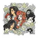 virgo, primrose, aquarius and osumunda tattoo design idea