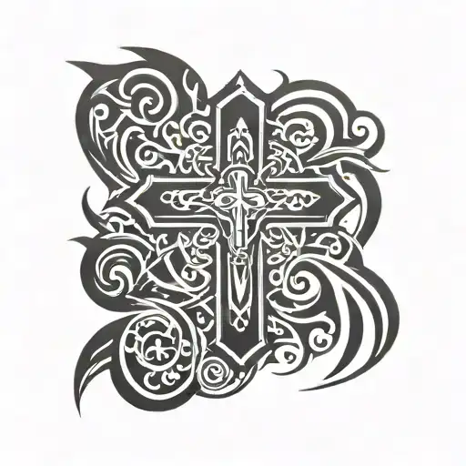 Orthodox cross and Jesus Christ tattoo design idea