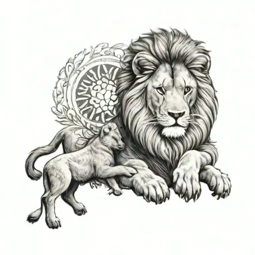 lion and lamb tattoo design idea