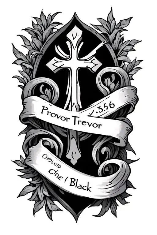 proverbs 3:5 6 with crosses and the name trevor  tattoo design idea