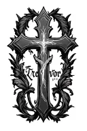 proverbs 3:5 6 with crosses and the name trevor  tattoo design idea