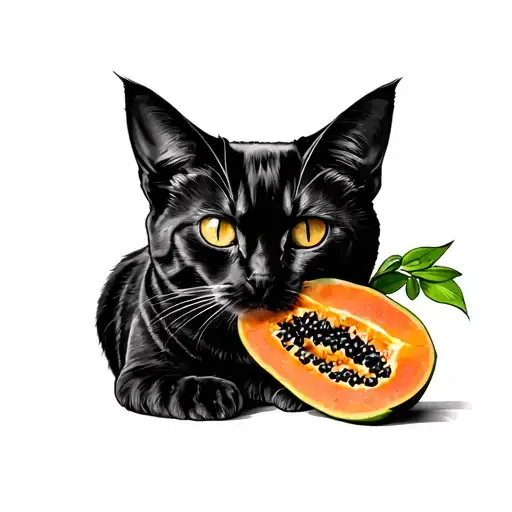 Papaya and orange cat tattoo design idea